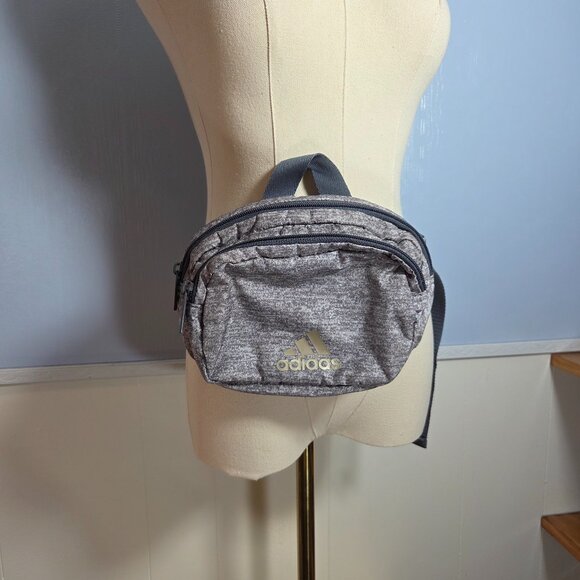 Adidas Light Heathered Gray Multi Zip Adjustable Strap Fanny Pack - Picture 1 of 12